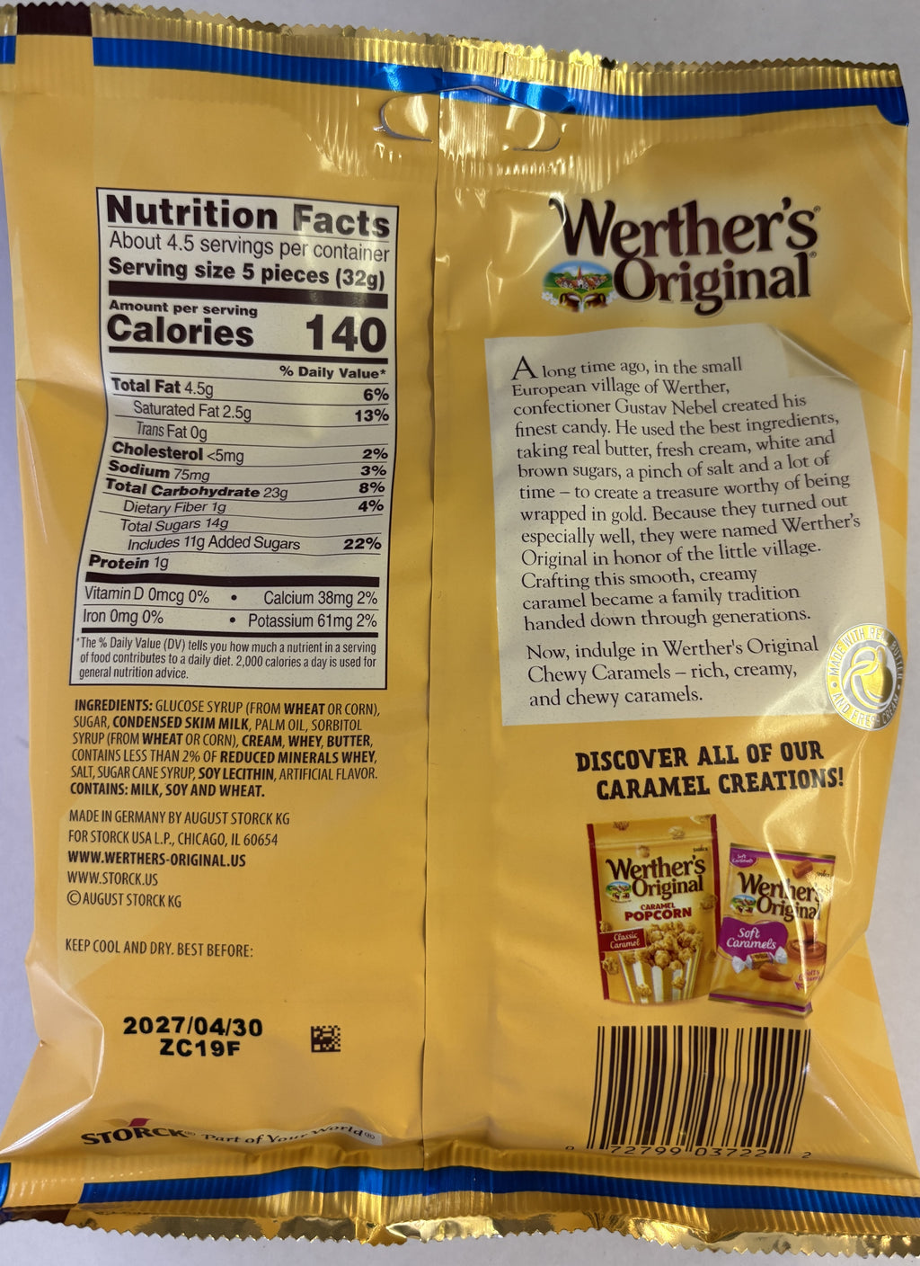 Werthers Chewy Original 5.5 oz Peg Bag
