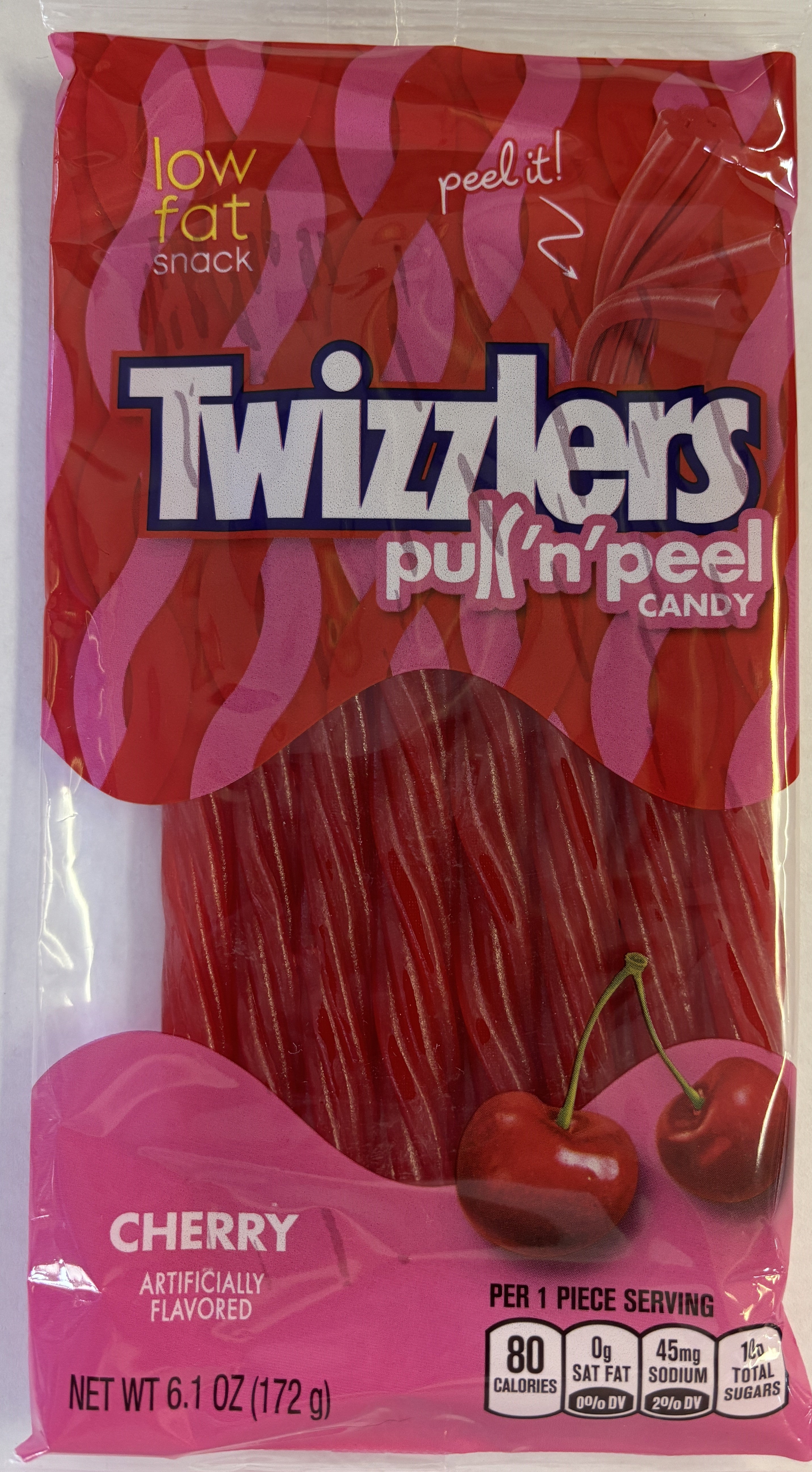 Twizzler Pull n Peel Cherry Licorice 6.1 oz Peg Bag