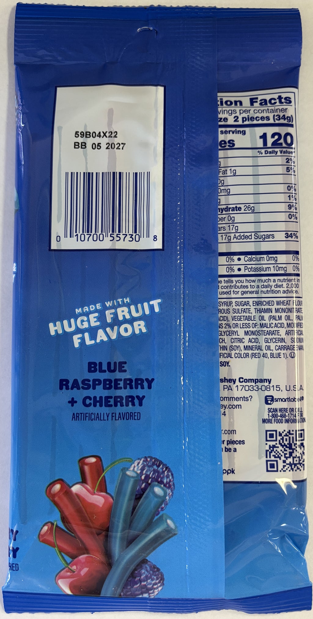 Jolly Rancher Ropes Blue Raspberry/Cherry 6 oz Peg Bag