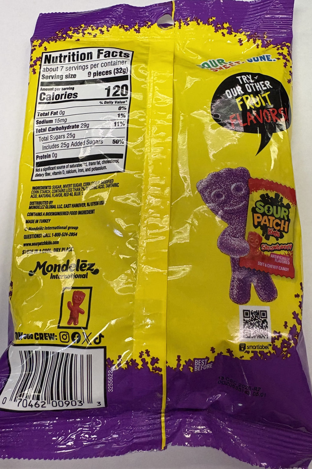 Jaret Sour Patch Kids Grape 8 oz Peg Bag Chewy Candy