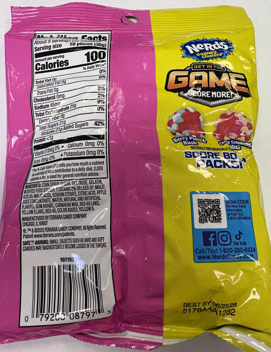 Nerds Cluster Cherry Lemonade 5 oz Peg Bag