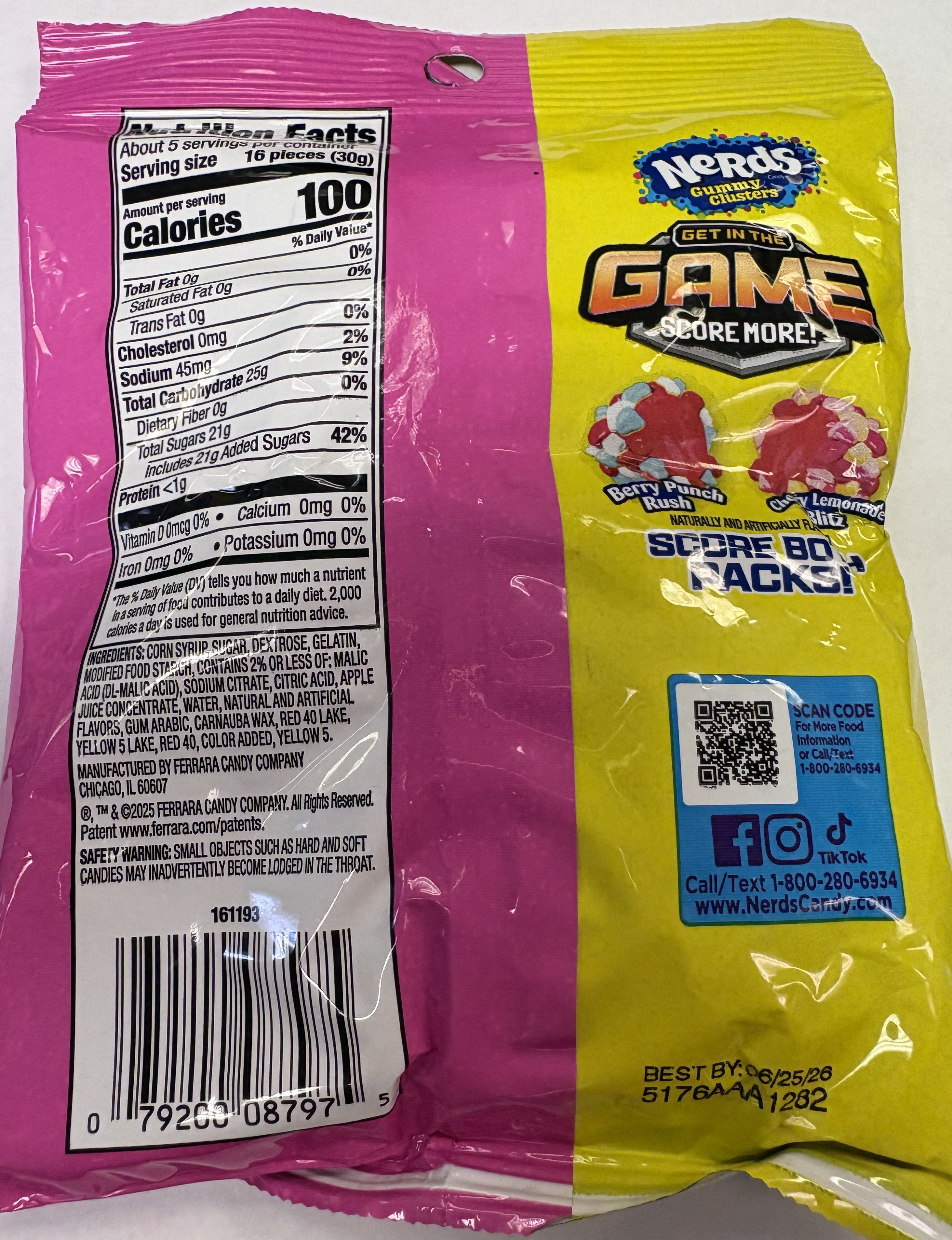 Nerds Cluster Cherry Lemonade 5 oz Peg Bag
