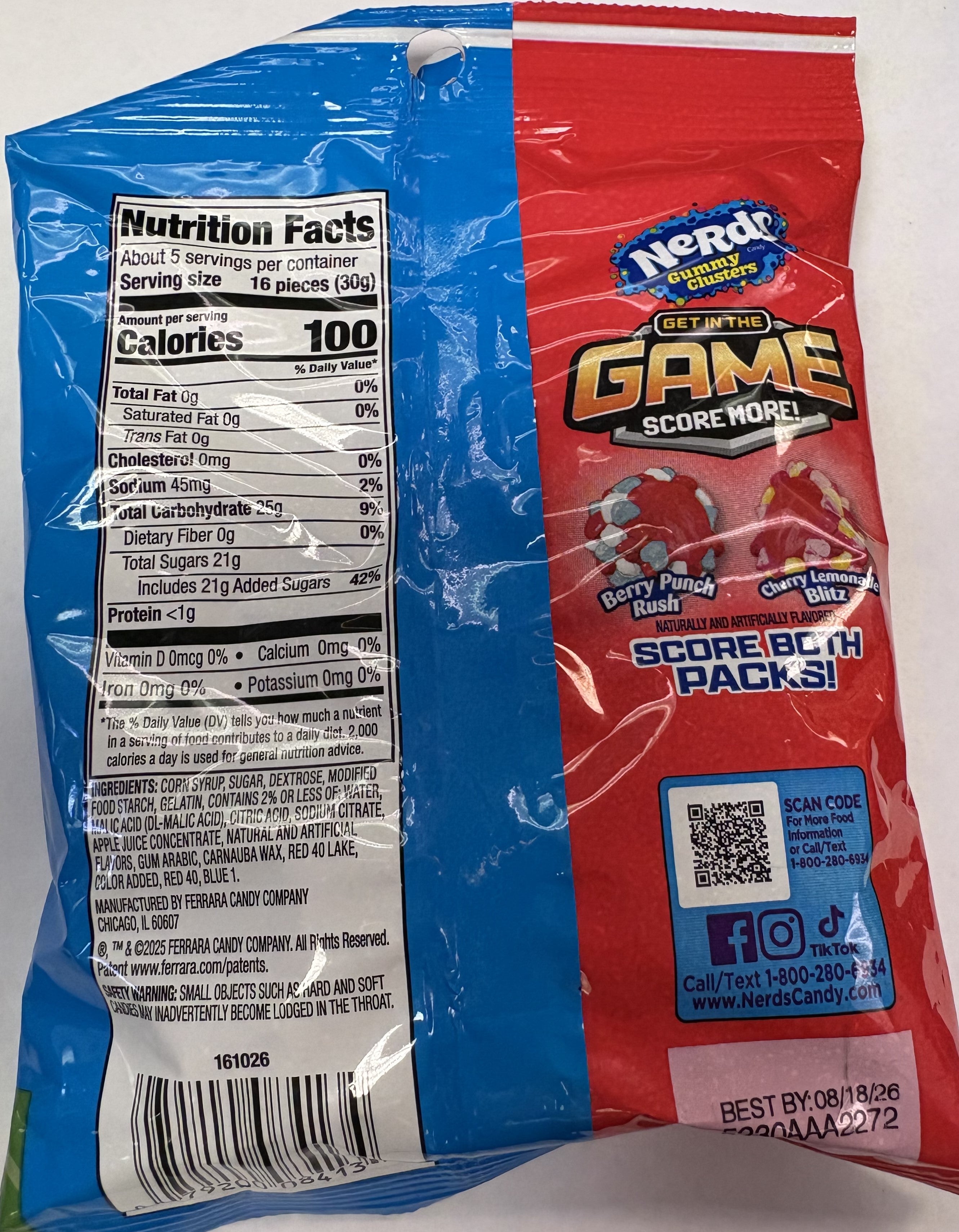 Nerds Cluster Berry Punch Rush 5 oz Peg Bag
