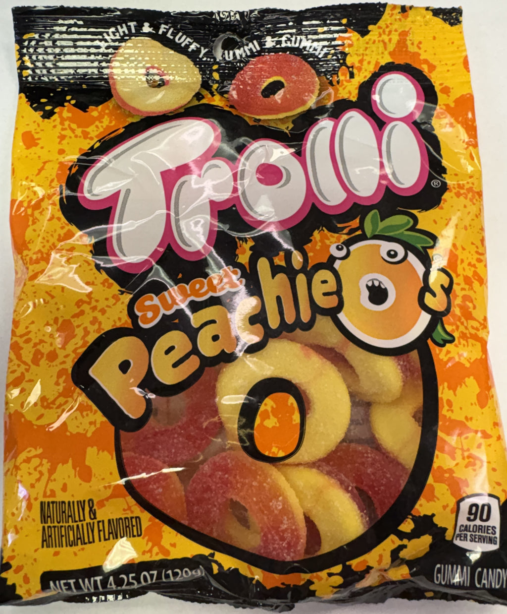 Trolli Gummi Peach Rings 4.25 oz Peg Bag Gummy Candy