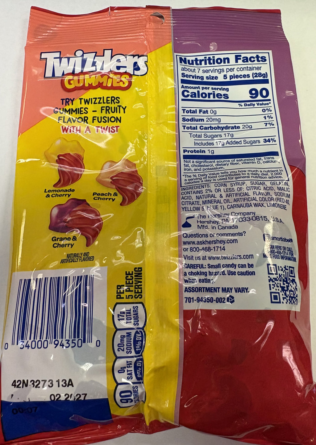 Twizzler Original Gummies 7 oz Peg Bag