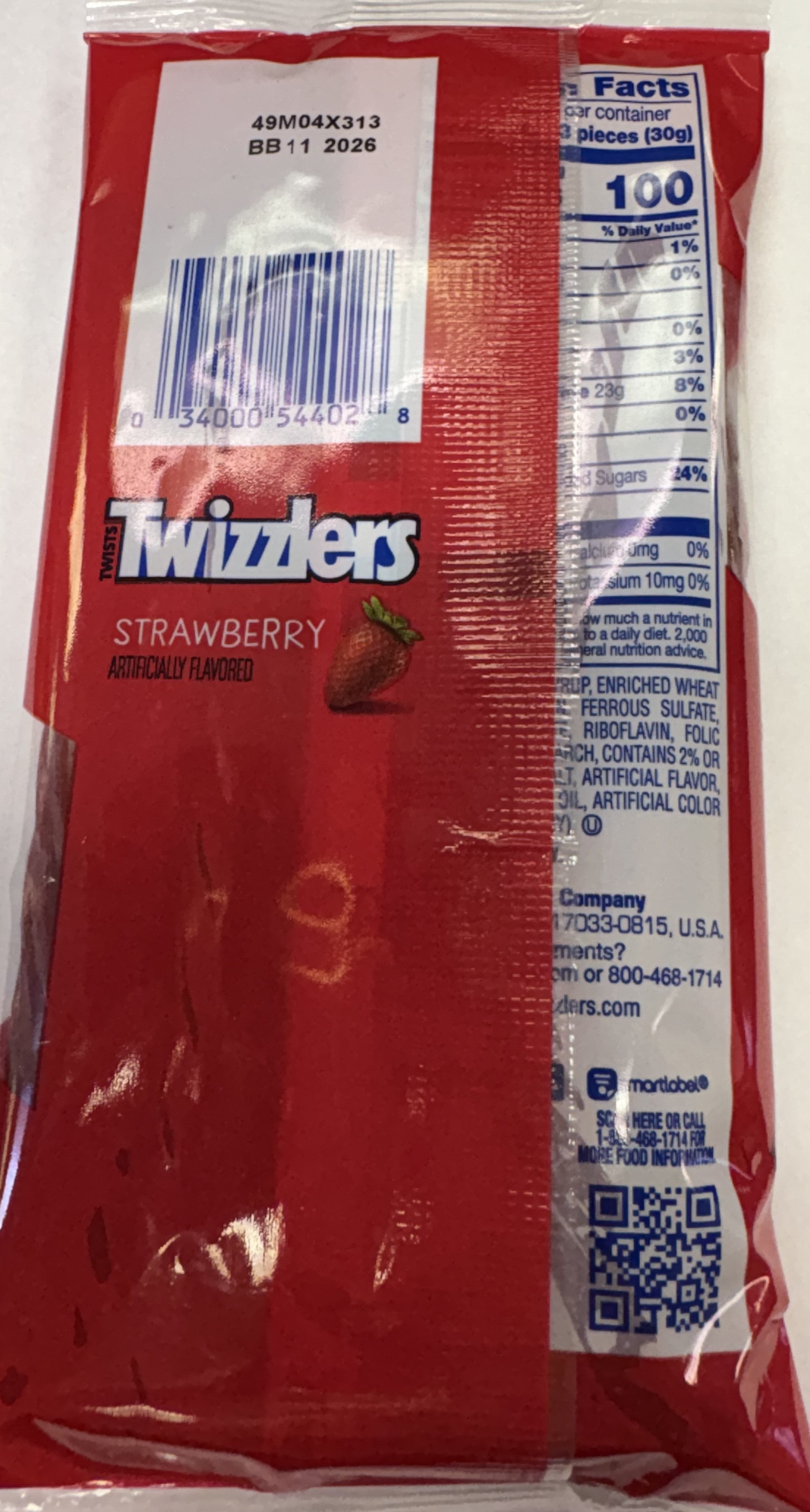 Twizzler Strawberry Licorice Twists 7 oz Peg Bag