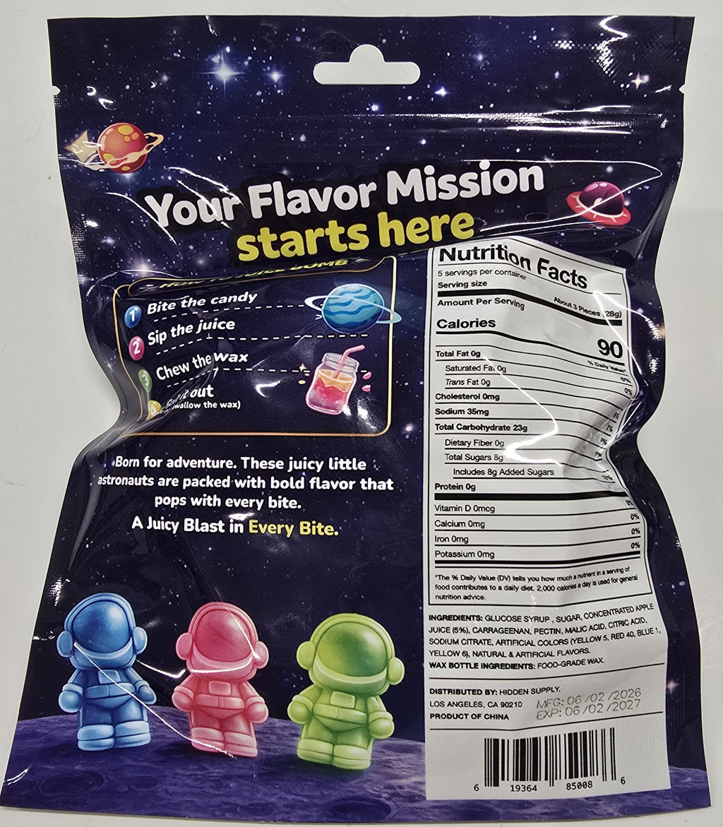 Juice Bomb Space Astronaut Wax Candy 5 oz Peg Bag