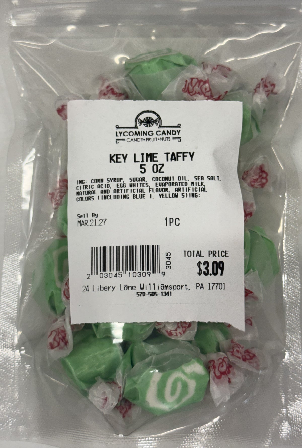 Key Lime Salt Water Taffy 5 oz Bag