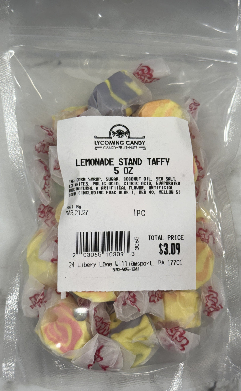 Lemonade Stand Salt Water Taffy 5 oz Bag