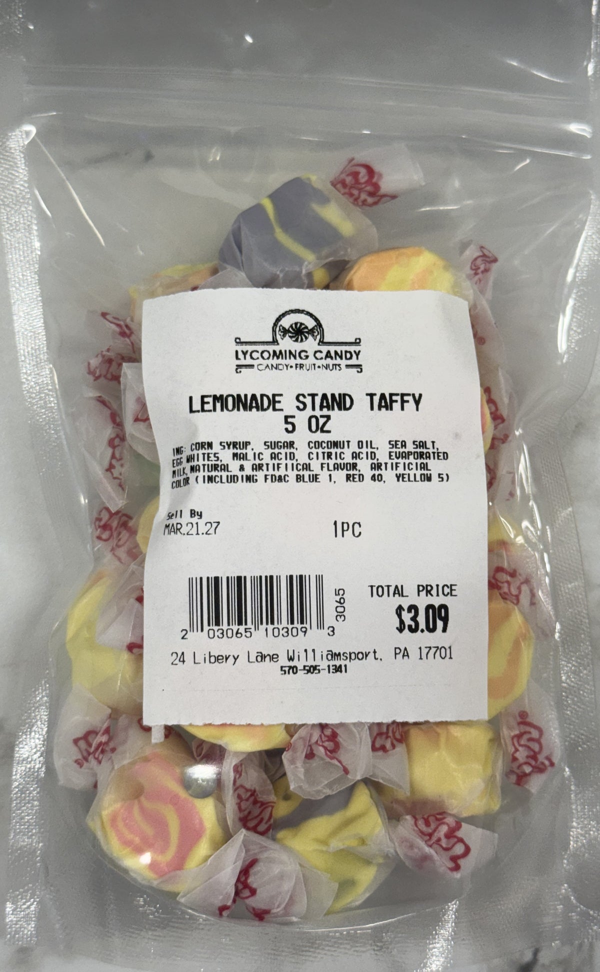 Lemonade Stand Salt Water Taffy 5 oz Bag