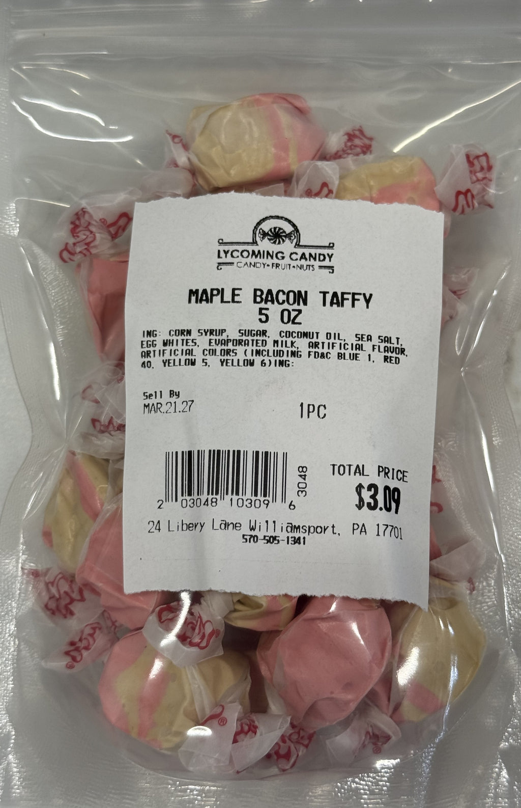 Maple Bacon Salt Water Taffy 5 oz Bag