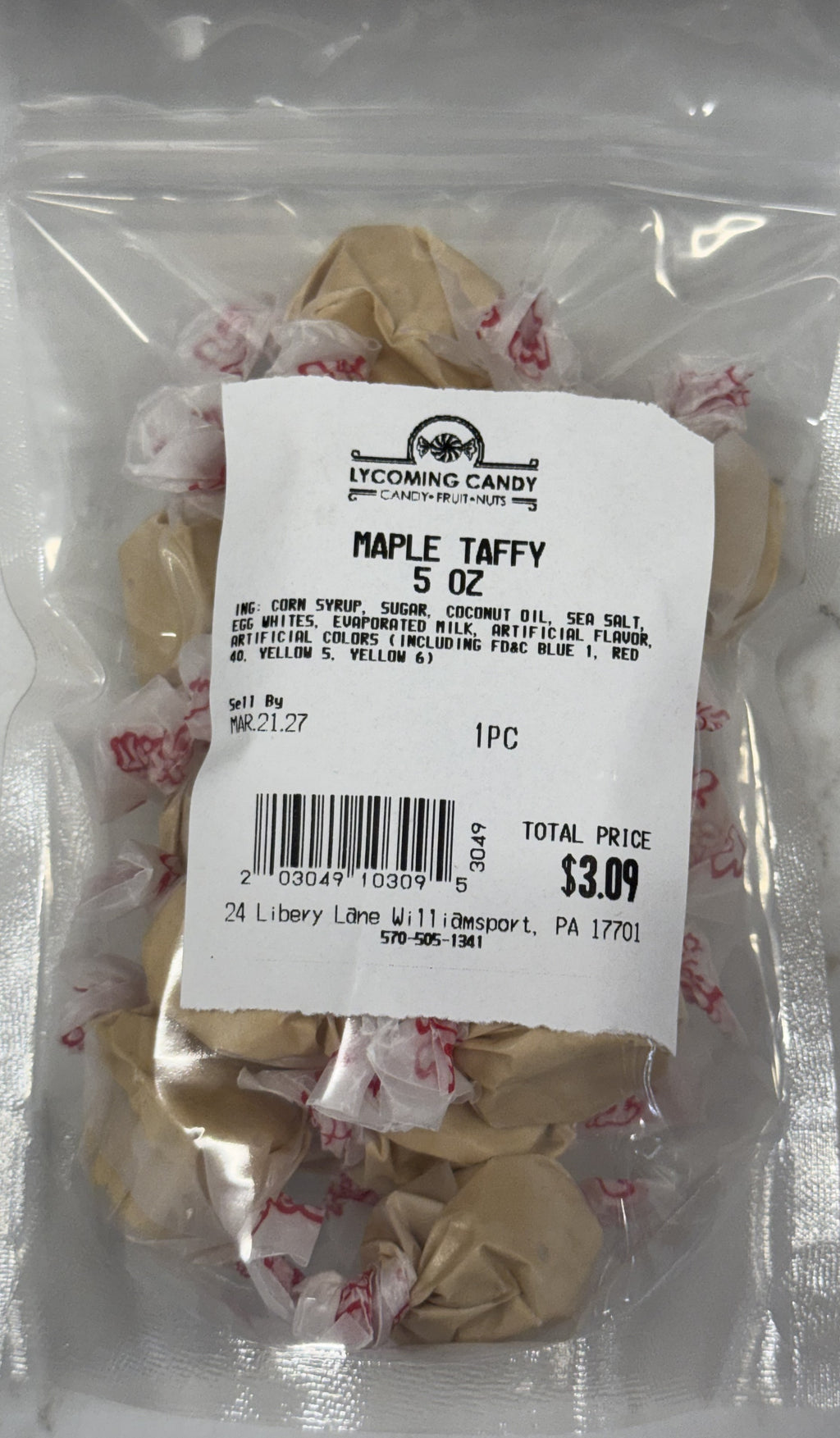 Maple Salt Water Taffy 5 oz Bag