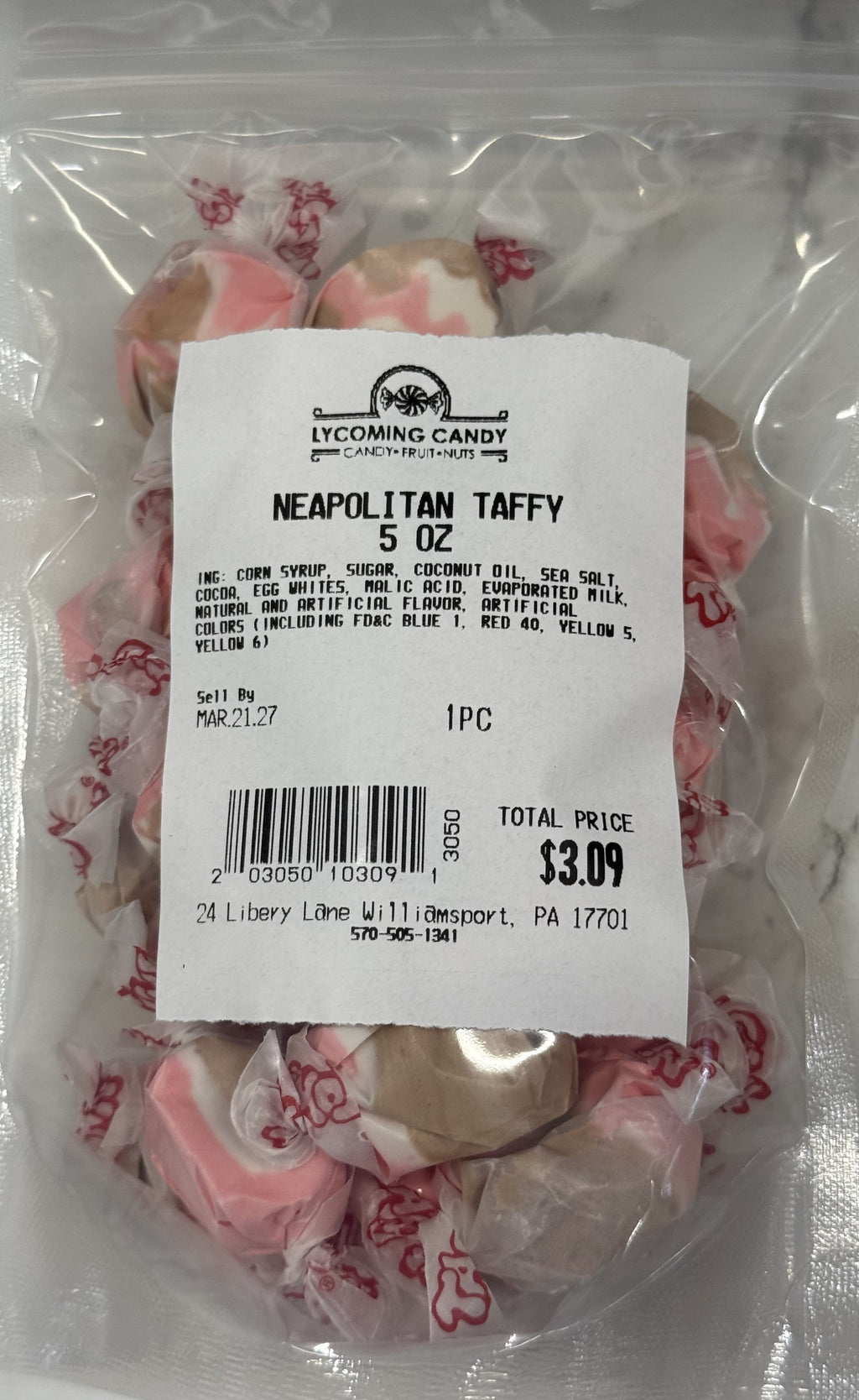 Neapolitan Salt Water Taffy 5 oz Bag