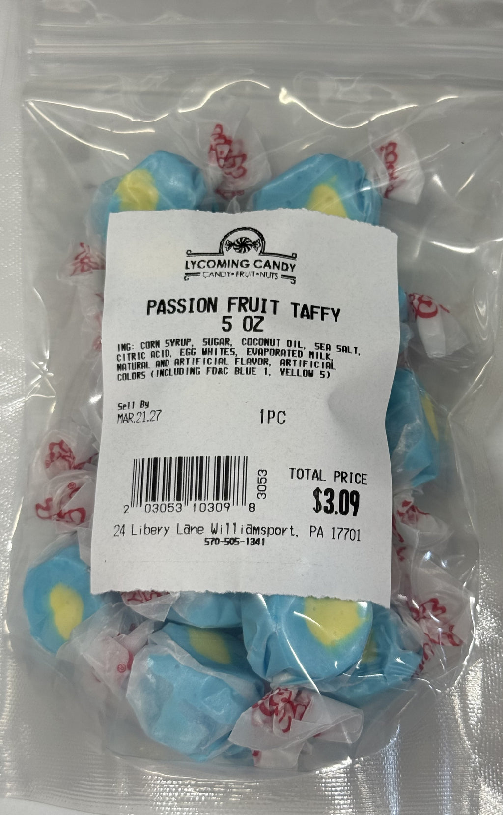 Passion Fruit Salt Water Taffy 5 oz Bag