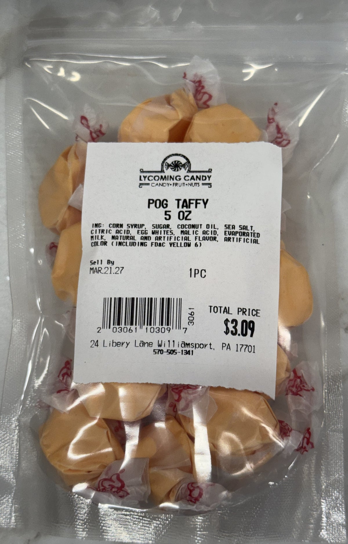 Passion Fruit Orange Guava Salt Water Taffy 5 oz Bag