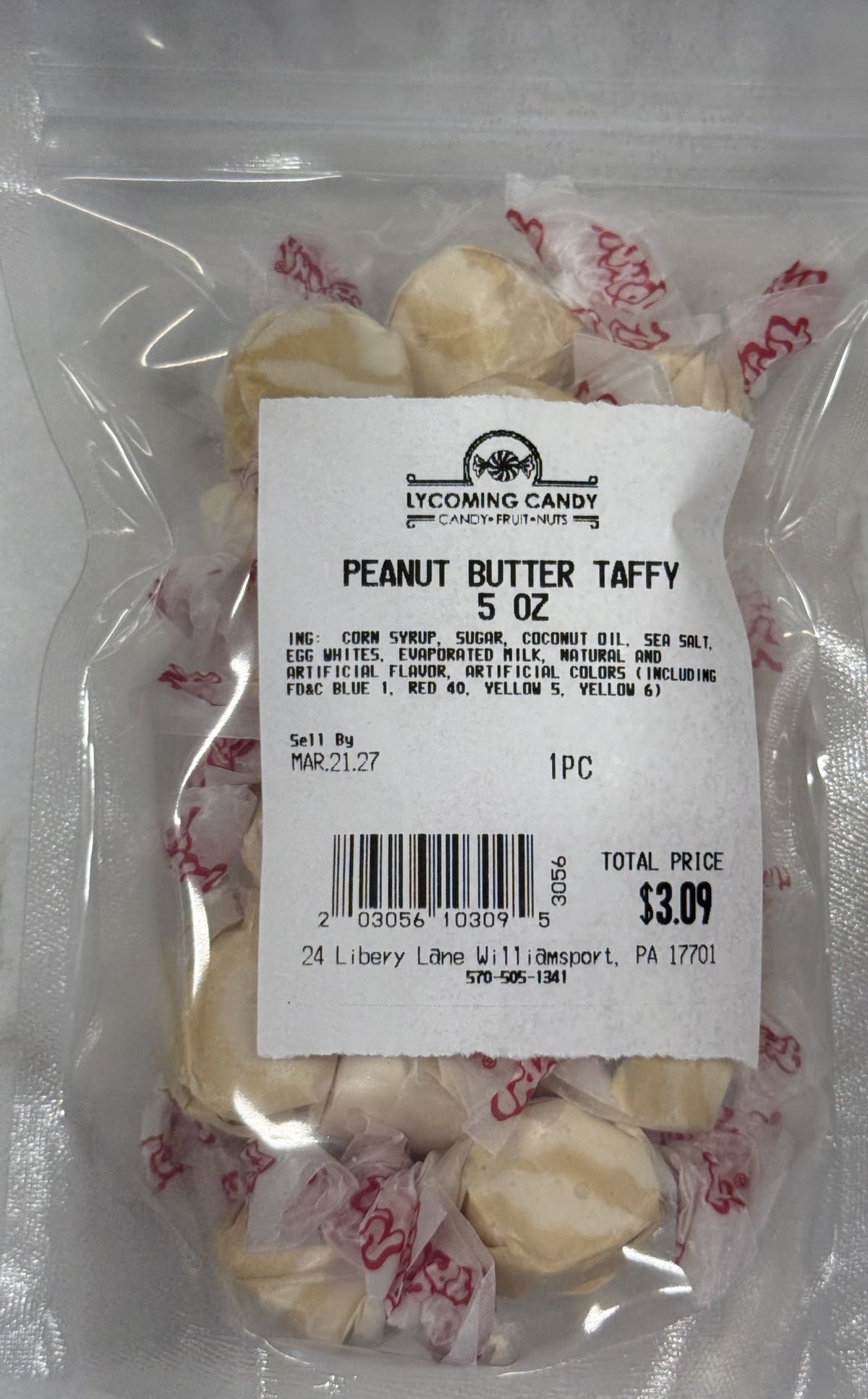 Peanut Butter Salt Water Taffy 5 oz Bag