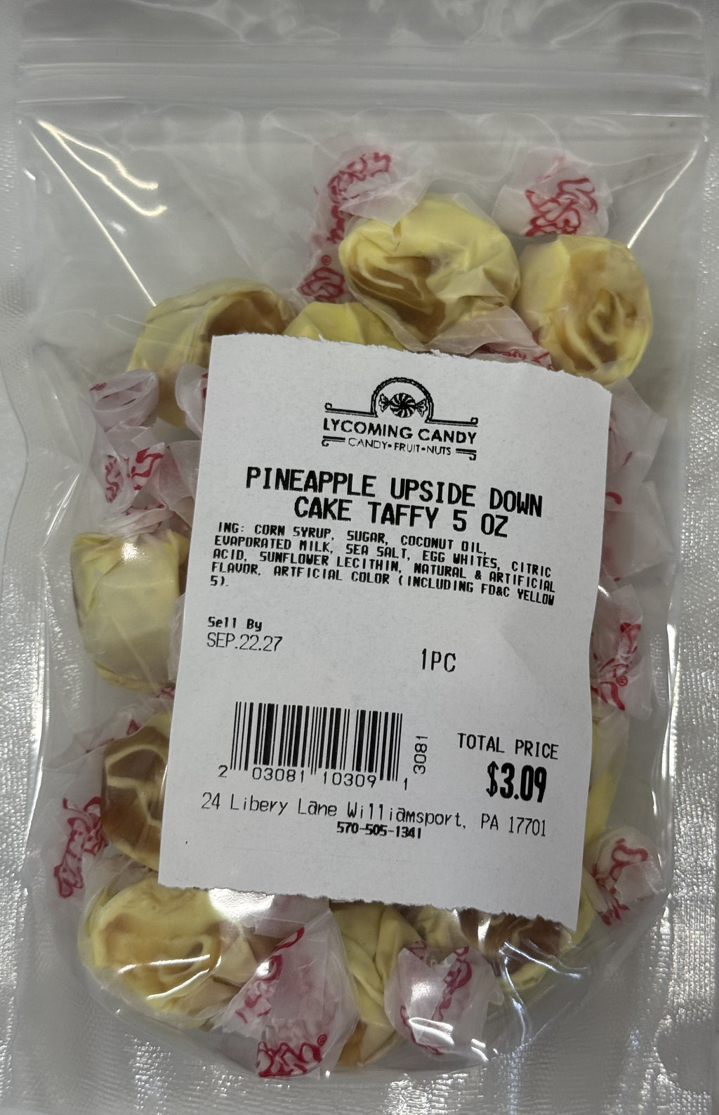 Pineapple Upside Down Cake Salt Water Taffy 5 oz Bag