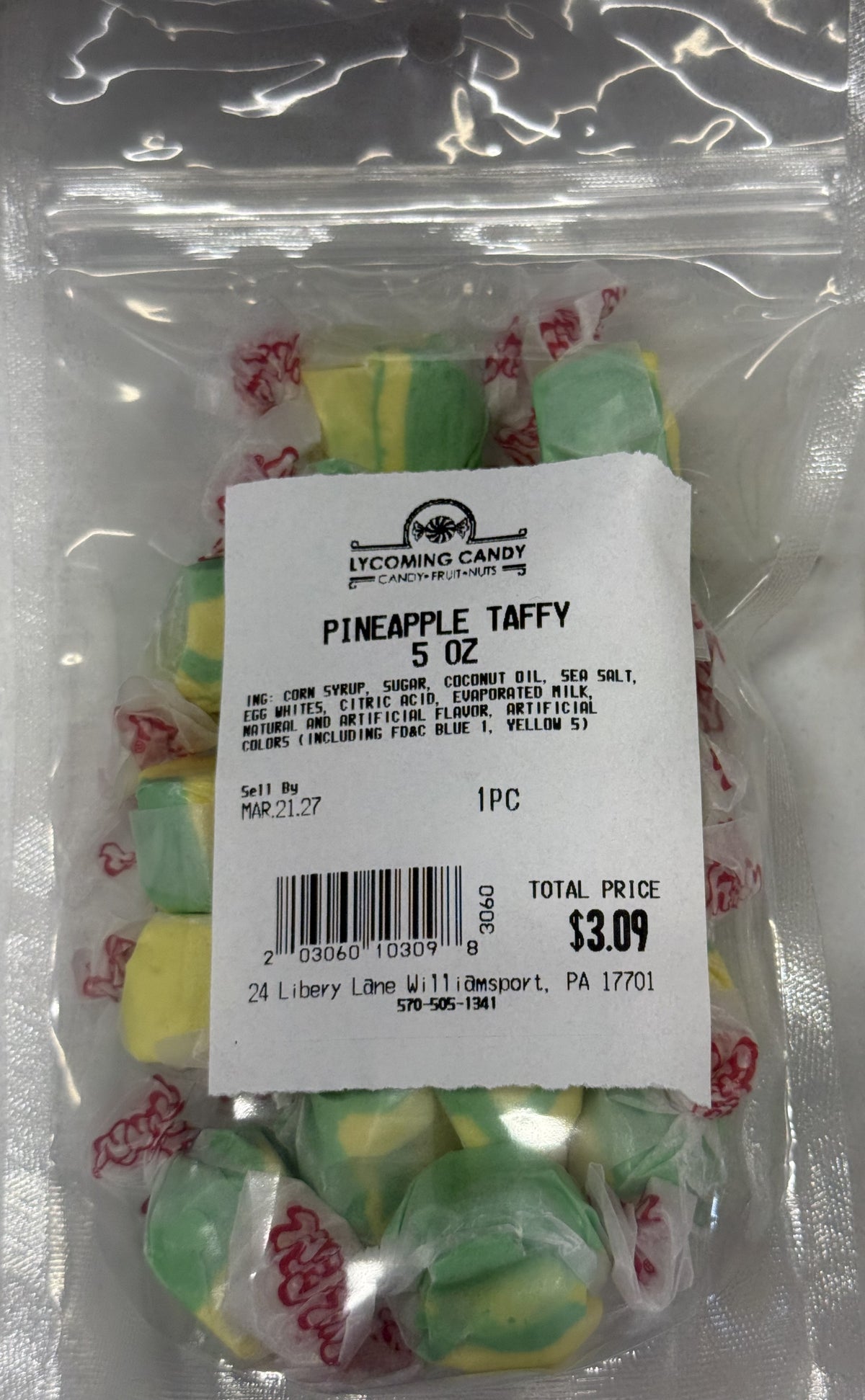 Pineapple Salt Water Taffy 5 oz Bag