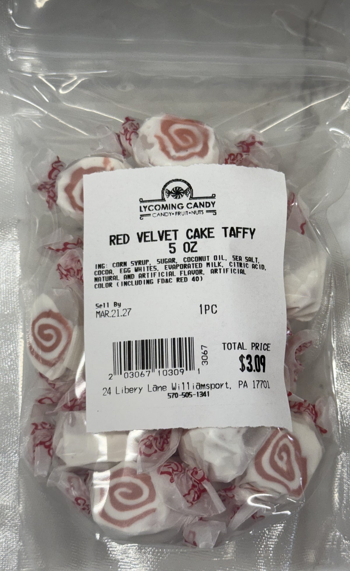 Red Velvet Cake Salt Water Taffy 5 oz Bag