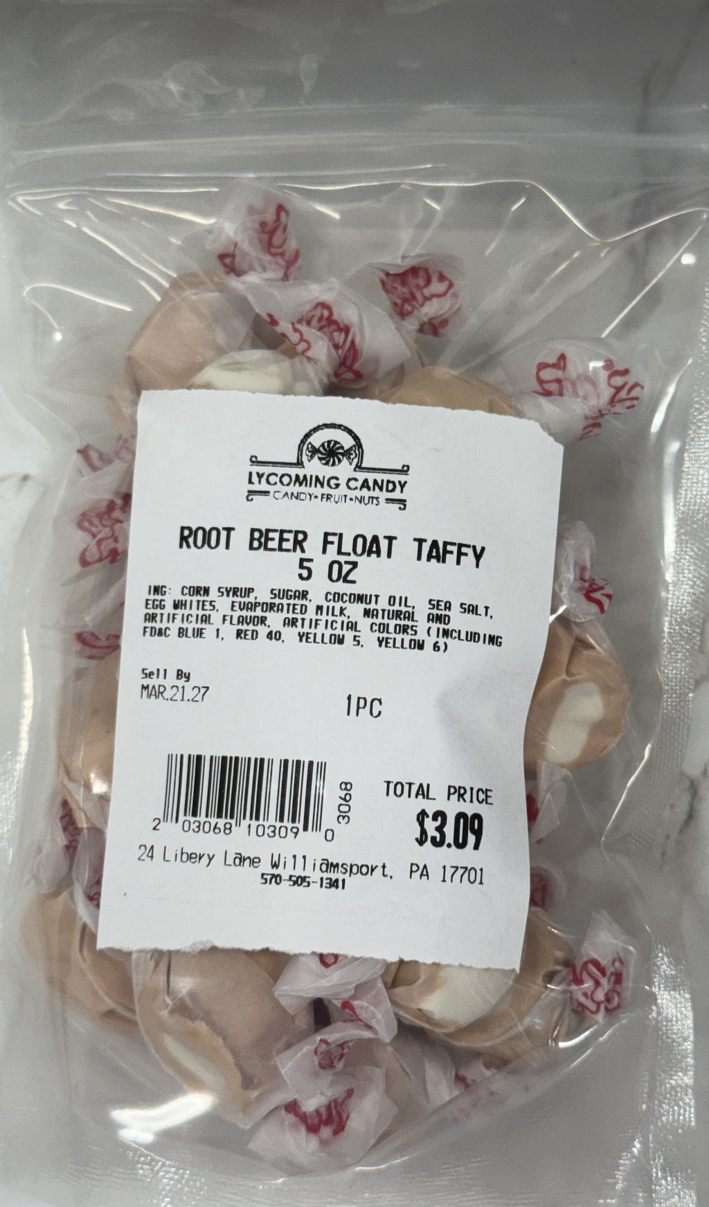 Root Beer Float Salt Water Taffy 5 oz Bag