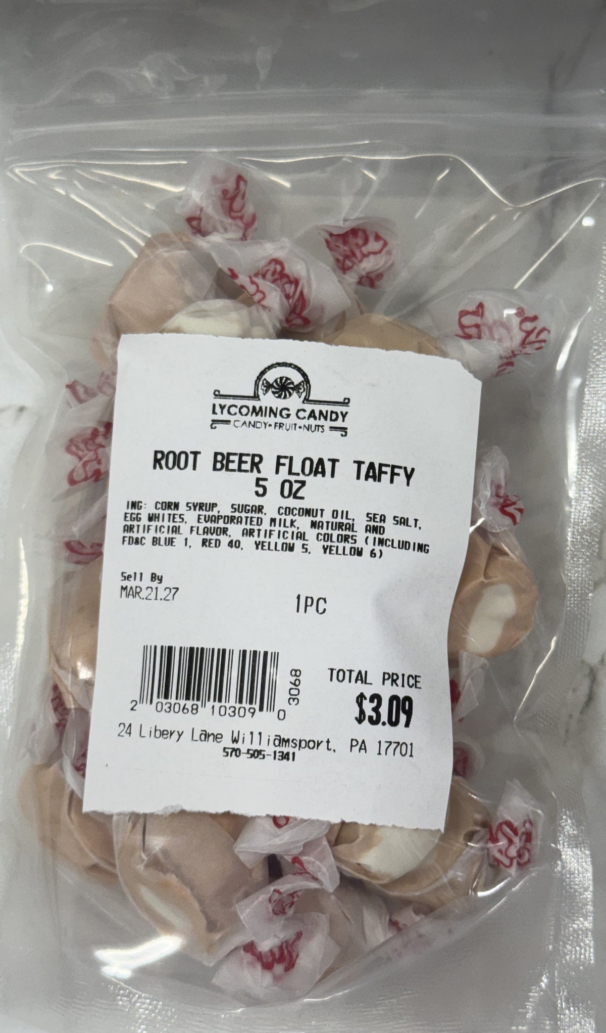 Root Beer Float Salt Water Taffy 5 oz Bag