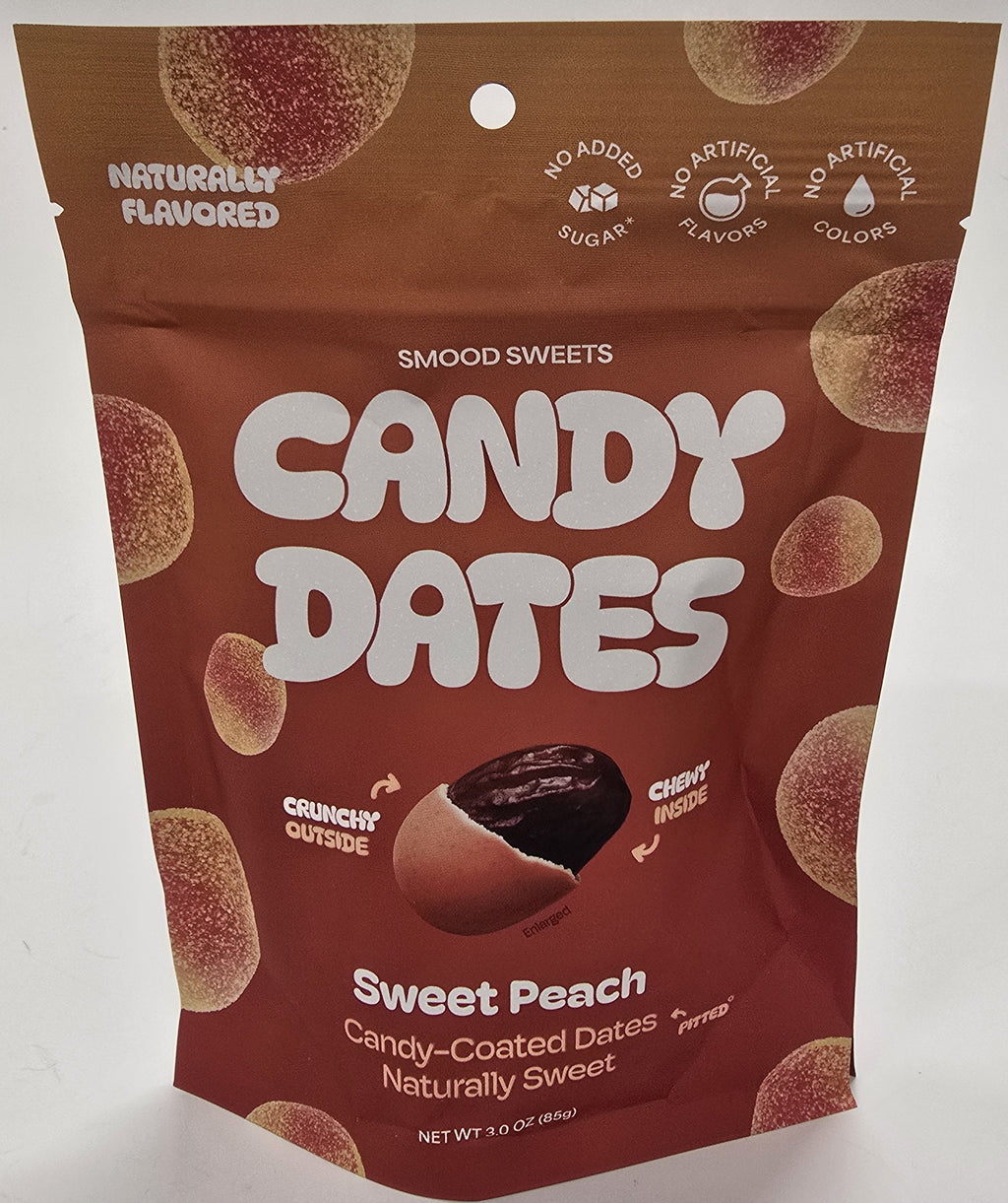 Smood Sweets Sweet Peach Candy Dates 3 oz Peg Bag