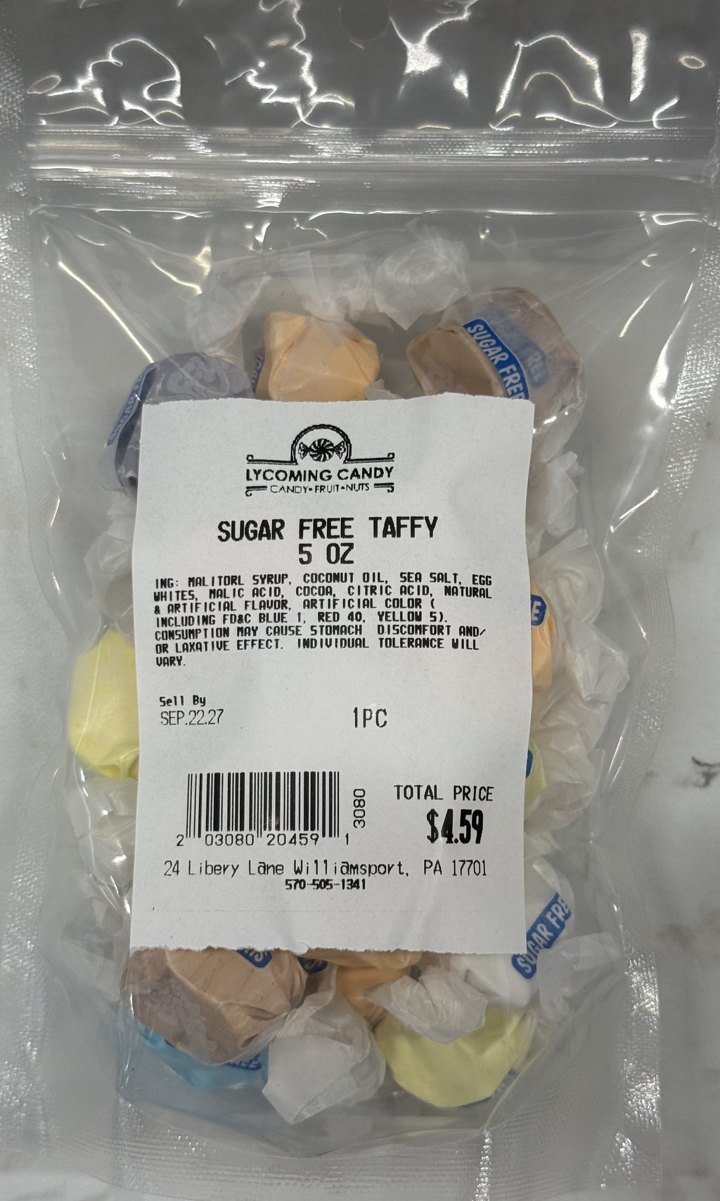 Assorted Sugar Free Salt Water Taffy 5 oz Bag