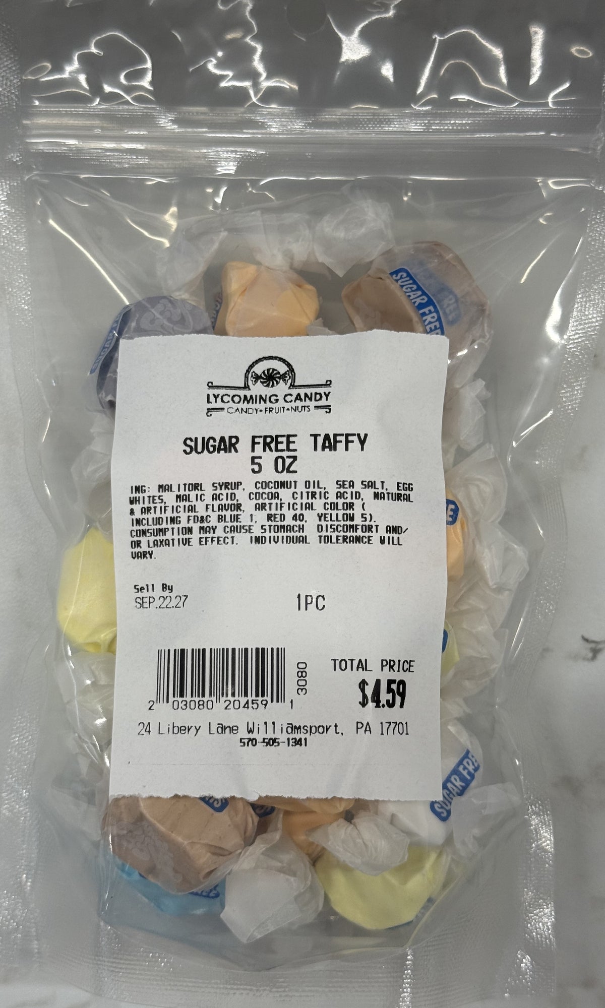 Assorted Sugar Free Salt Water Taffy 5 oz Bag