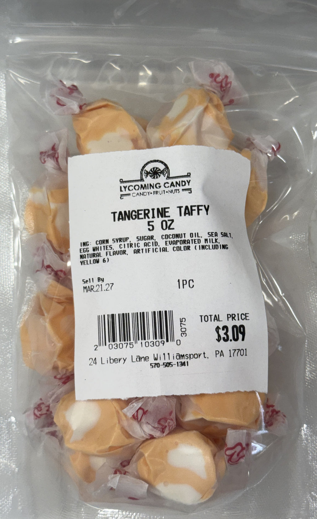 Tangerine Salt Water Taffy 5 oz Bag