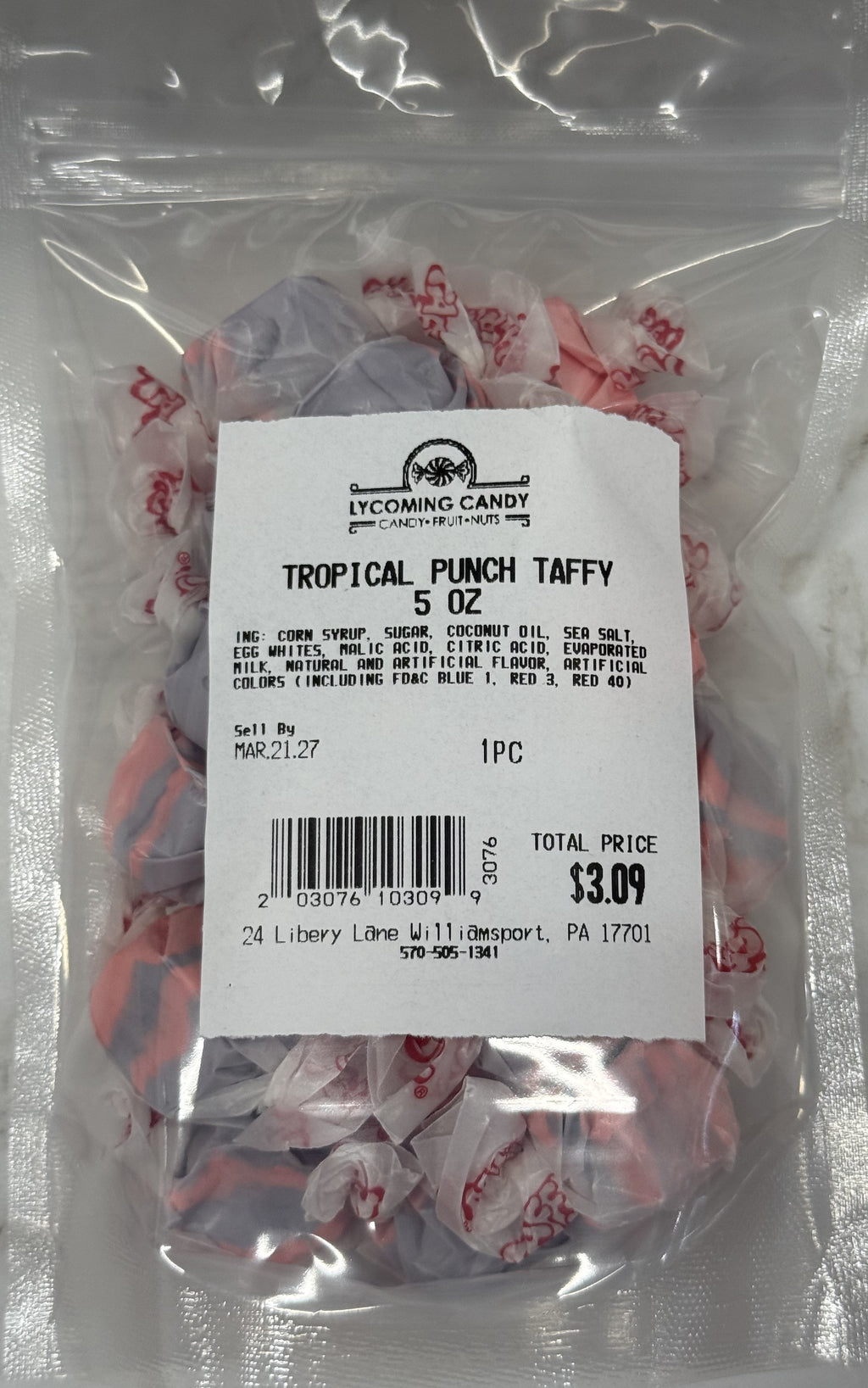 Tropical Punch Salt Water Taffy 5 oz Bag