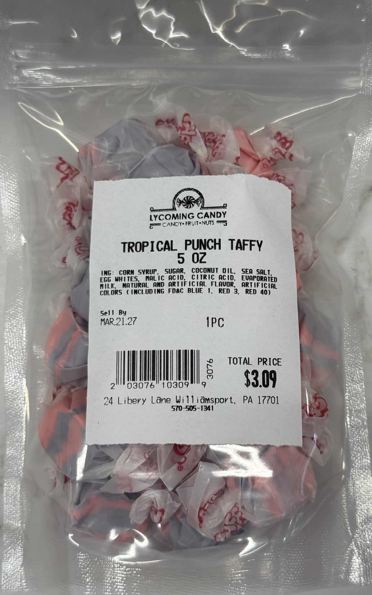 Tropical Punch Salt Water Taffy 5 oz Bag