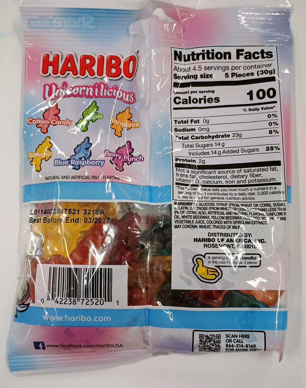 Haribo Unicornilious 5 oz Peg Bag