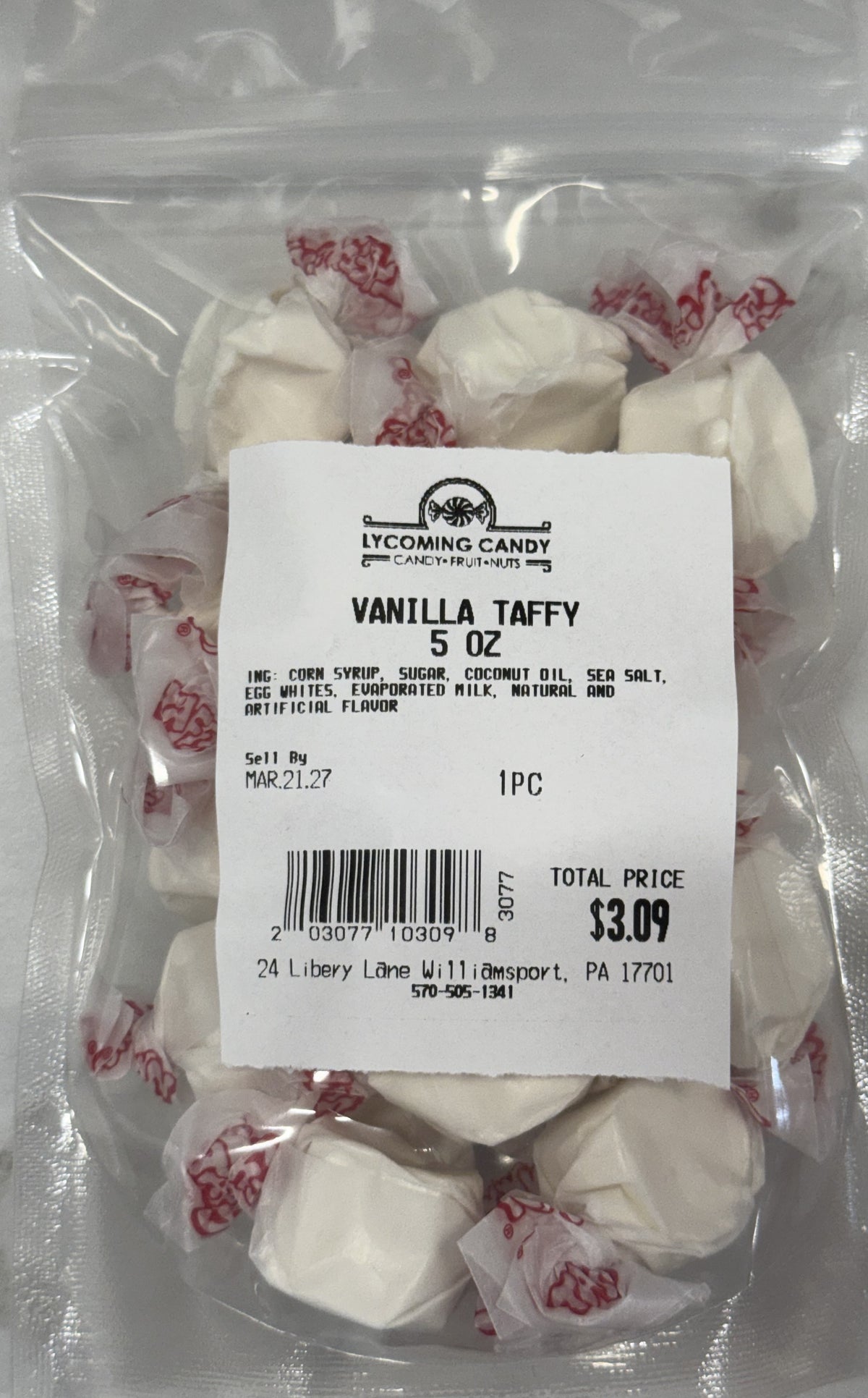 Vanilla Salt Water Taffy 5 oz Bag