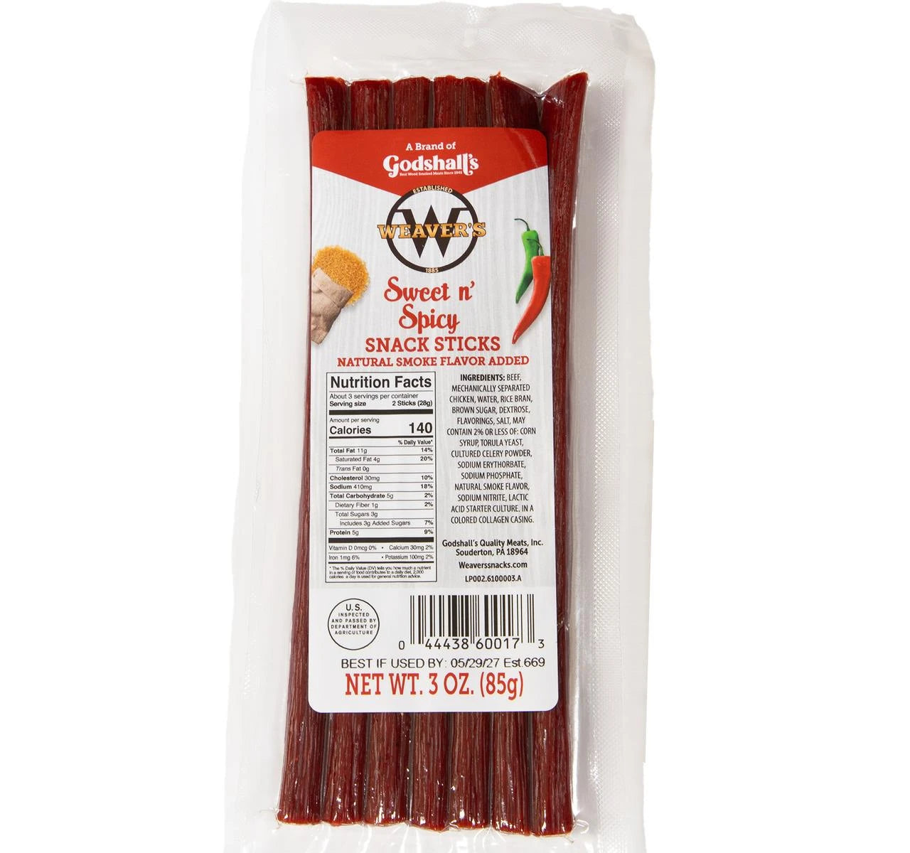 Weaver's Sweet n' Spicy Snack Sticks 6 Count Pack