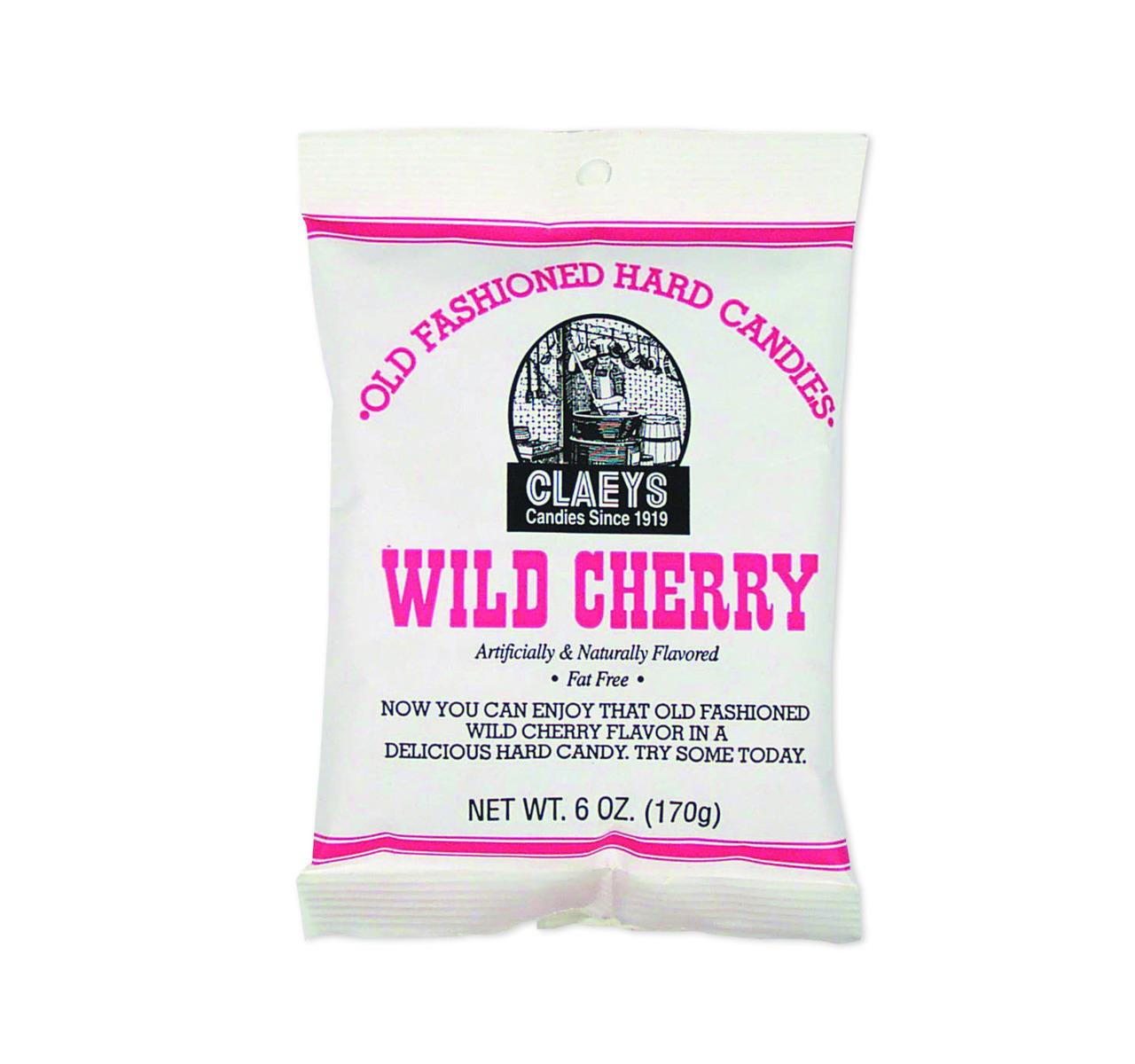 Claey's Old Fashioned Sanded Wild Cherry Drops Candy - 6 oz Bag
